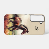 Coque Samsung Galaxy Beau Cheval Brown courir des initiales personnalis (Verso Horizontal)