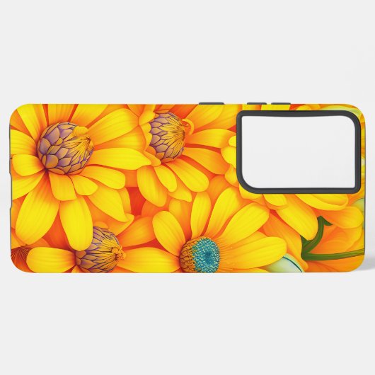Coque Samsung Galaxy Beau motif à fleurs jaunes (Verso Horizontal)