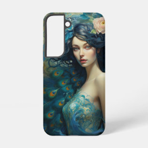 Coque Samsung Galaxy Beauté de la plume de paon : Femme en sarcelle et