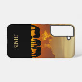 Coque Samsung Galaxy Beaux Chevaux au Coucher de Soleil Soir Initiales (Verso Horizontal)