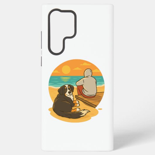 Coque Samsung Galaxy Bernese Mountain Dog Sunset Beach Companion (Verso)
