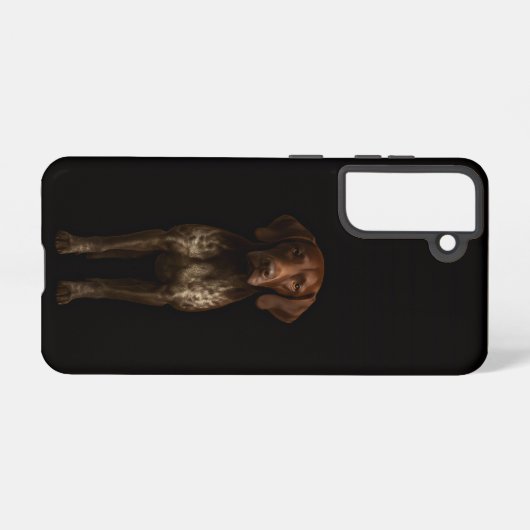 Coque Samsung Galaxy Black 4 Luxe Galaxy S21 Case, German Pointer Dog (Verso Horizontal)