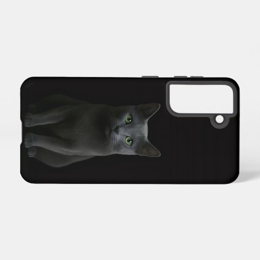Coque Samsung Galaxy Black 4 Luxe Galaxy S21 Case, Russian Blue Cat (Verso Horizontal)