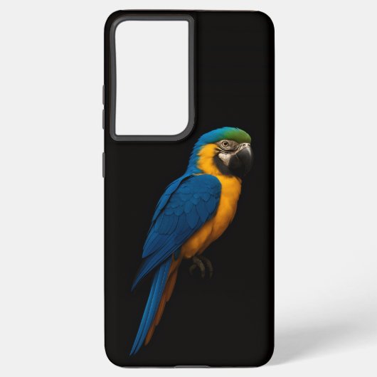 Coque Samsung Galaxy Black 4 Luxe Galaxy S21 Plus, Blue Yellow Macaw (Verso)