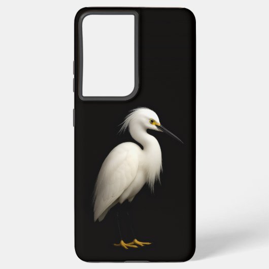 Coque Samsung Galaxy Black 4 Luxe Galaxy S21 Plus, Elegant Snowy Egret (Verso)