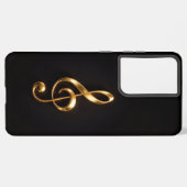 Coque Samsung Galaxy Black 4 Luxe Galaxy S21 Plus, Golden Treble Clef (Verso Horizontal)