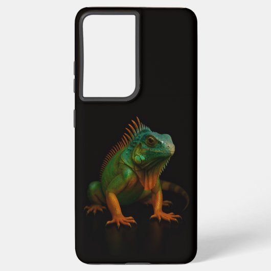Coque Samsung Galaxy Black 4 Luxe Galaxy S21 Plus, Green Iguana (Verso)