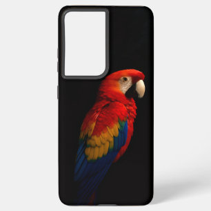 Coque Samsung Galaxy Black 4 Luxe Galaxy S21 Plus, Parrot à écarlate