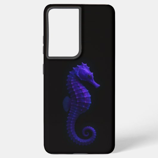 Coque Samsung Galaxy Black 4 Luxe Galaxy S21 Plus, Violet Seahorse (Verso)
