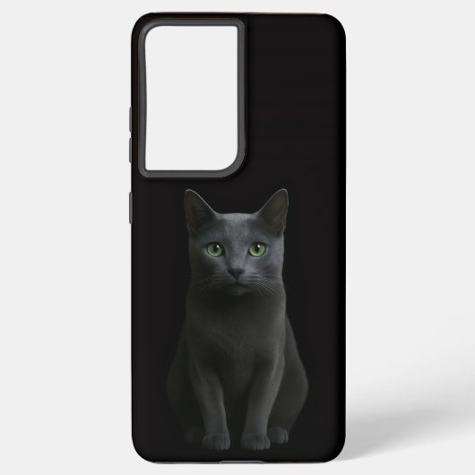 Coque Samsung Galaxy Black 4 Luxe Galaxy S21 Ultra, Russian Blue Cat (Verso)