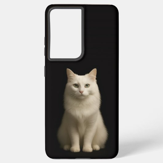 Coque Samsung Galaxy Black 4 Luxe Galaxy S21 Ultra, Turkish Angora Cat (Verso)