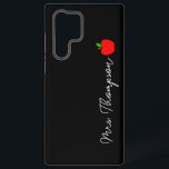 Coque Samsung Galaxy Black Minimal Nom personnalisé Enseignant Red Appl<br><div class="desc">Ceci est un Black Minimal Nom Personnalisé Enseignant Red Apple Cadeau Galaxy Téléphone Case!</div>