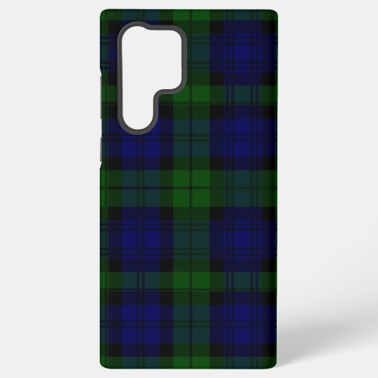 Coque Samsung Galaxy Black Watch Tartan bleu vert Plaid (Verso)