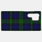 Coque Samsung Galaxy Black Watch Tartan bleu vert Plaid (Verso Horizontal)