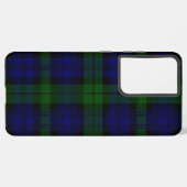 Coque Samsung Galaxy Black Watch Tartan bleu vert Plaid (Verso Horizontal)