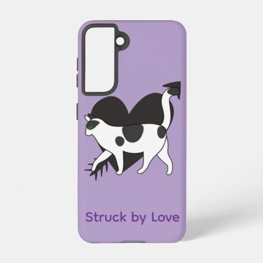 Coque Samsung Galaxy Black & White Cat “Struck by Love” Galaxy Case (Verso)
