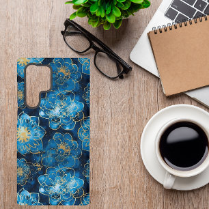 Coque Samsung Galaxy Bleu élégant et or floral - Botanique élégant