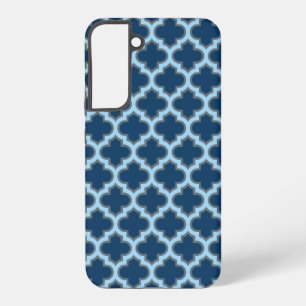Coque Samsung Galaxy Bleu et Bébé Bleu Trellis, treillis, Quatrefoil