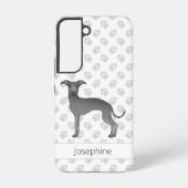 Coque Samsung Galaxy Bleu Italien Greyhound Cute Dessin Chien Avec Nom (Verso)