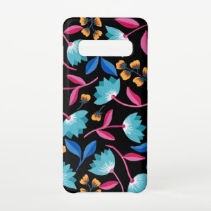 Coque Samsung Galaxy S10 Bleu rose vif Floral Abstrait