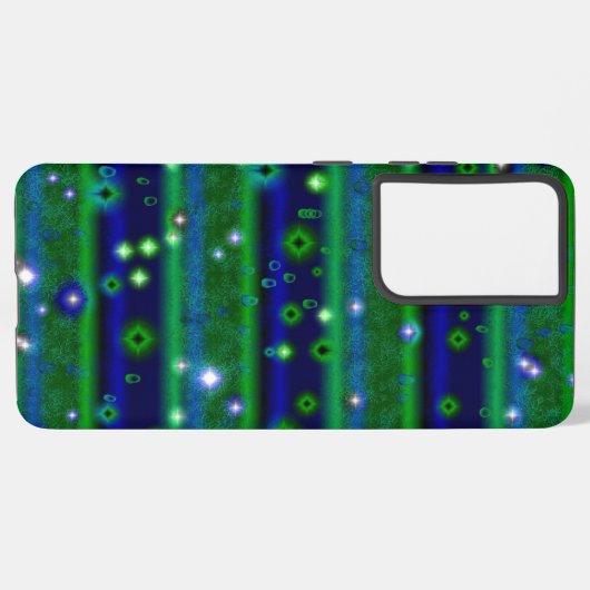 Coque Samsung Galaxy Bleu vert rayures avec étoiles et Raindrops (Côté gauche)