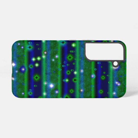 Coque Samsung Galaxy Bleu vert rayures avec étoiles et Raindrops (Verso Horizontal)