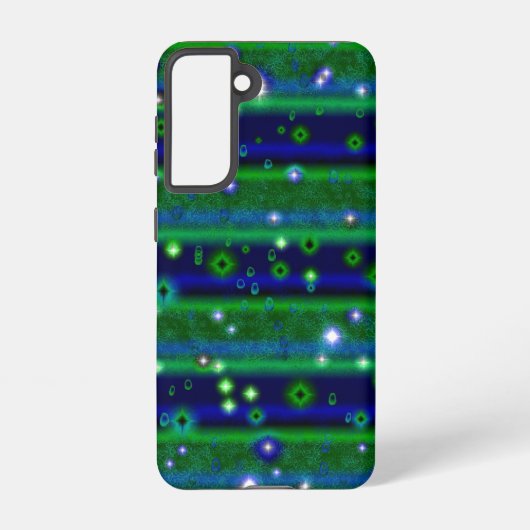 Coque Samsung Galaxy Bleu vert rayures avec étoiles et Raindrops (Verso)