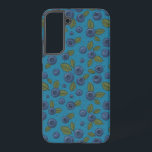 Coque Samsung Galaxy Bleus sur bleu<br><div class="desc">Bleuets peints à la main et feuilles</div>