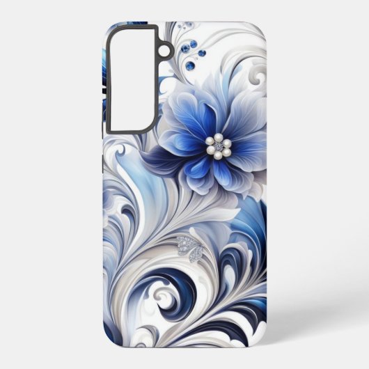 Coque Samsung Galaxy Blue Floral Pastel Soft Design (Verso)