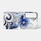 Coque Samsung Galaxy Blue Floral Pastel Soft Design (Verso Horizontal)