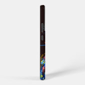 Coque Samsung Galaxy Blue Orange Floral Modern Abstract Art Pattern #03 (Côté droit)