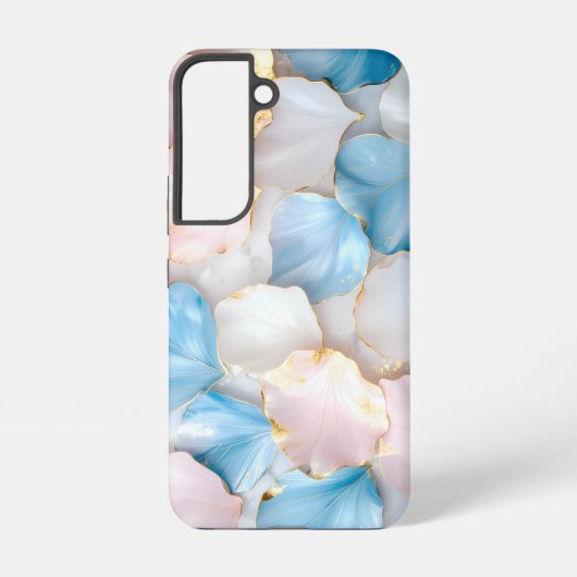 Coque Samsung Galaxy Blue Pink Petal Gold Edge (Verso)