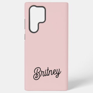 Coque Samsung Galaxy Blush Moderne Monogramme et Nom Rose Poussiéreux