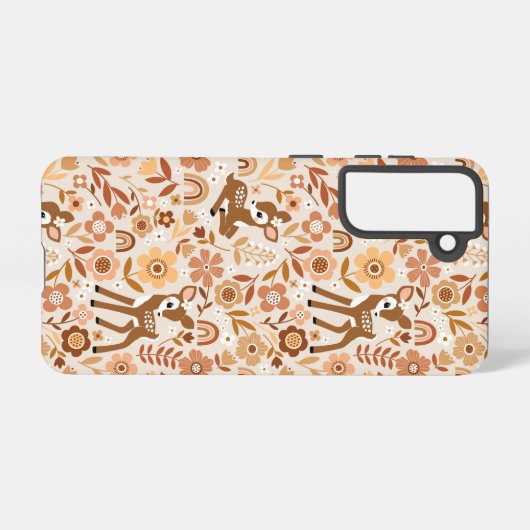 Coque Samsung Galaxy Boeuf mignon cerf modèle floral (Verso Horizontal)
