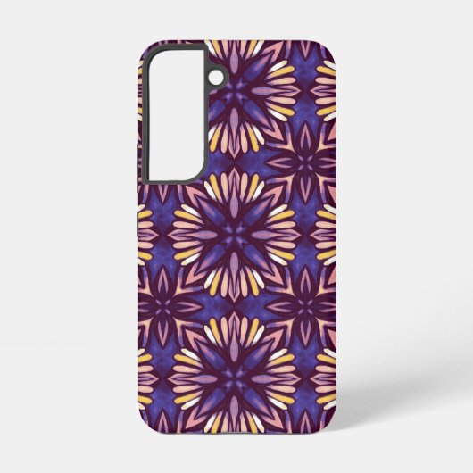 Coque Samsung Galaxy Boho Blossom : Motif Floral Artistique Violet (Verso)