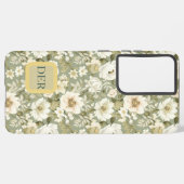 Coque Samsung Galaxy Boho Chic Cream and Sage Green Botanical Florals (Côté gauche)