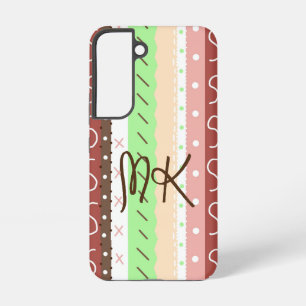 Coque Samsung Galaxy Boho marron, bordeaux, vert et mauve Fantaisiste