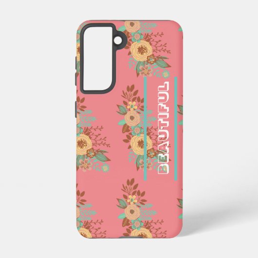 Coque Samsung Galaxy Boho moderne rose floral (Verso)