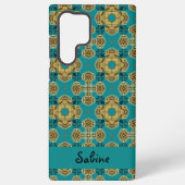 Coque Samsung Galaxy Boho Moroccan Tile Blue and Gold (Verso)