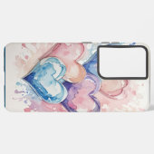 Coque Samsung Galaxy Boîtier de téléphone couleur d'eau Peint Coeurs (Côté gauche)