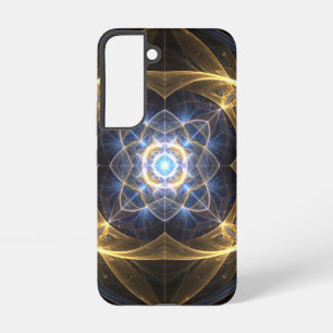 Coque Samsung Galaxy Boîtier de téléphone fractal bleu or