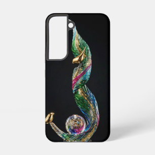 Coque Samsung Galaxy Boîtier Luxe Galaxie de Feu avec Oiseaux Dorés