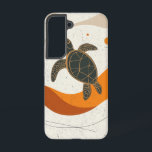 Coque Samsung Galaxy Boîtier téléphonique Cosmic Turtle Path<br><div class="desc">Une tortue survole les ondes cosmiques dans ce design symbolique,  représentant la force échouée et le lent et constant voyage de la vie.</div>