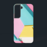 Coque Samsung Galaxy Boîtier téléphonique Motif géométrique Pastel<br><div class="desc">Ce boîtier de téléphone présente un design géométrique ludique et lumineux. Un mélange animé de formes variées dans des couleurs pastel comme le rose, le turquoise, le jaune et le blanc crée un aspect ludique et artistique. Le design a une atmosphère de papeterie élégante ou d'art moderne, ajoutant une touche...</div>