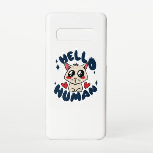 Coque Samsung Galaxy S10 Bonjour humain Chat Mignon