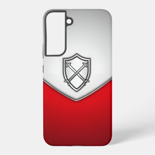 Coque Samsung Galaxy Bouclier avec épées croisées Argent et Rouge (Verso)