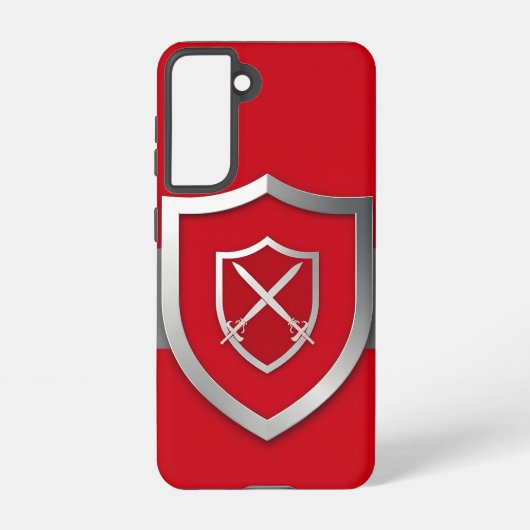 Coque Samsung Galaxy Bouclier d'argent sur fond rouge Design de luxe (Verso)