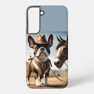 Coque Samsung Galaxy Bouledogue français avec chapeau de cowboy en vaca