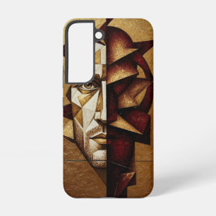 Coque Samsung Galaxy Bourgogne Cubiste Homme en Or - Abstrait Texturé