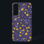 Coque Samsung Galaxy Boutons jaunes et violets<br><div class="desc">Motif peint à la main avec renards et papillons</div>